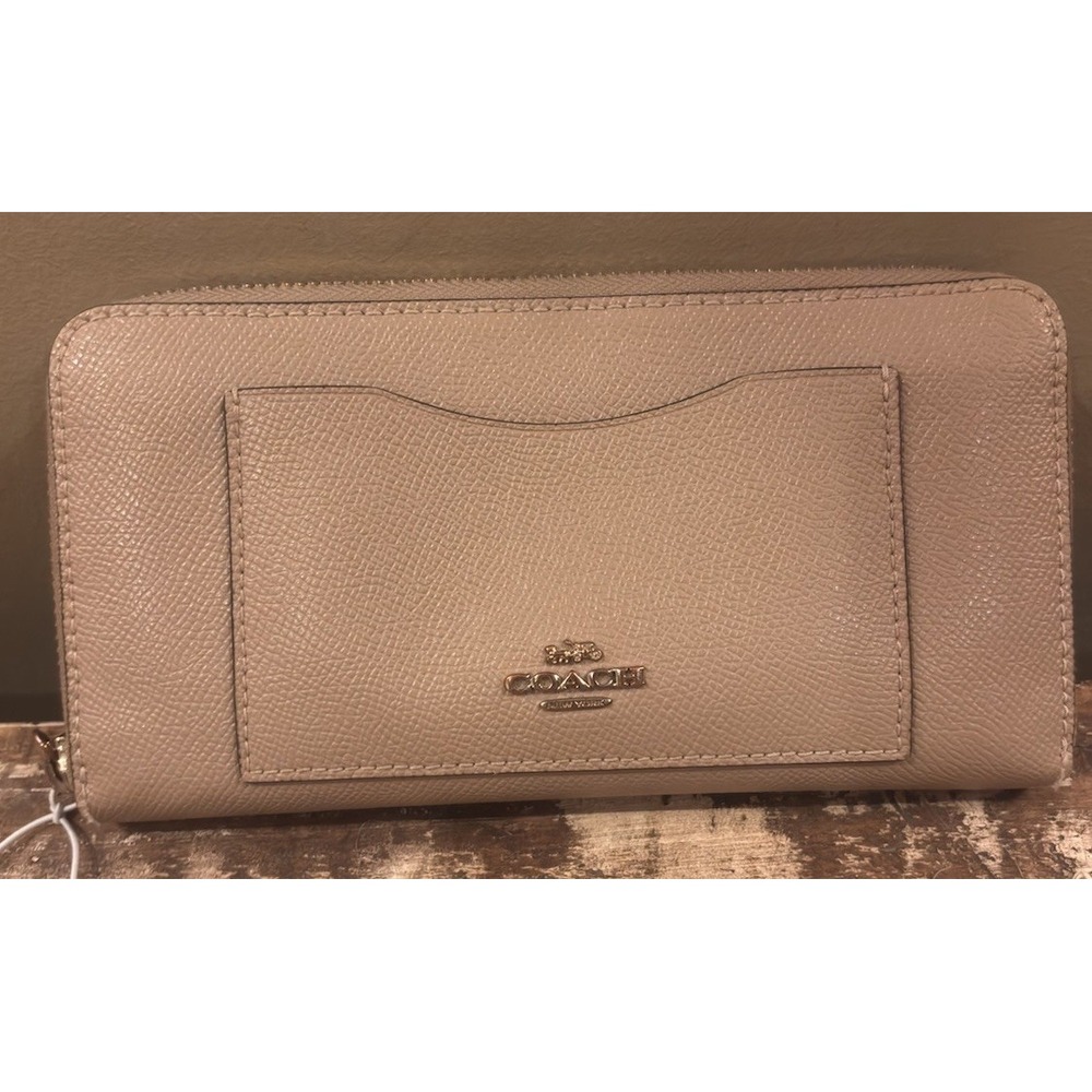 New Coach Accordion Camel Zip In Signature Leather Wallet RETAIL‎ $250 - Picture 4 of 5